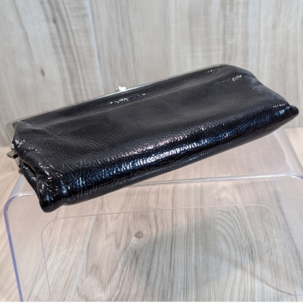 Women's HOBO "Lauren" Wallet Clutch Purse Black Patent Leather - Picture 9 of 13